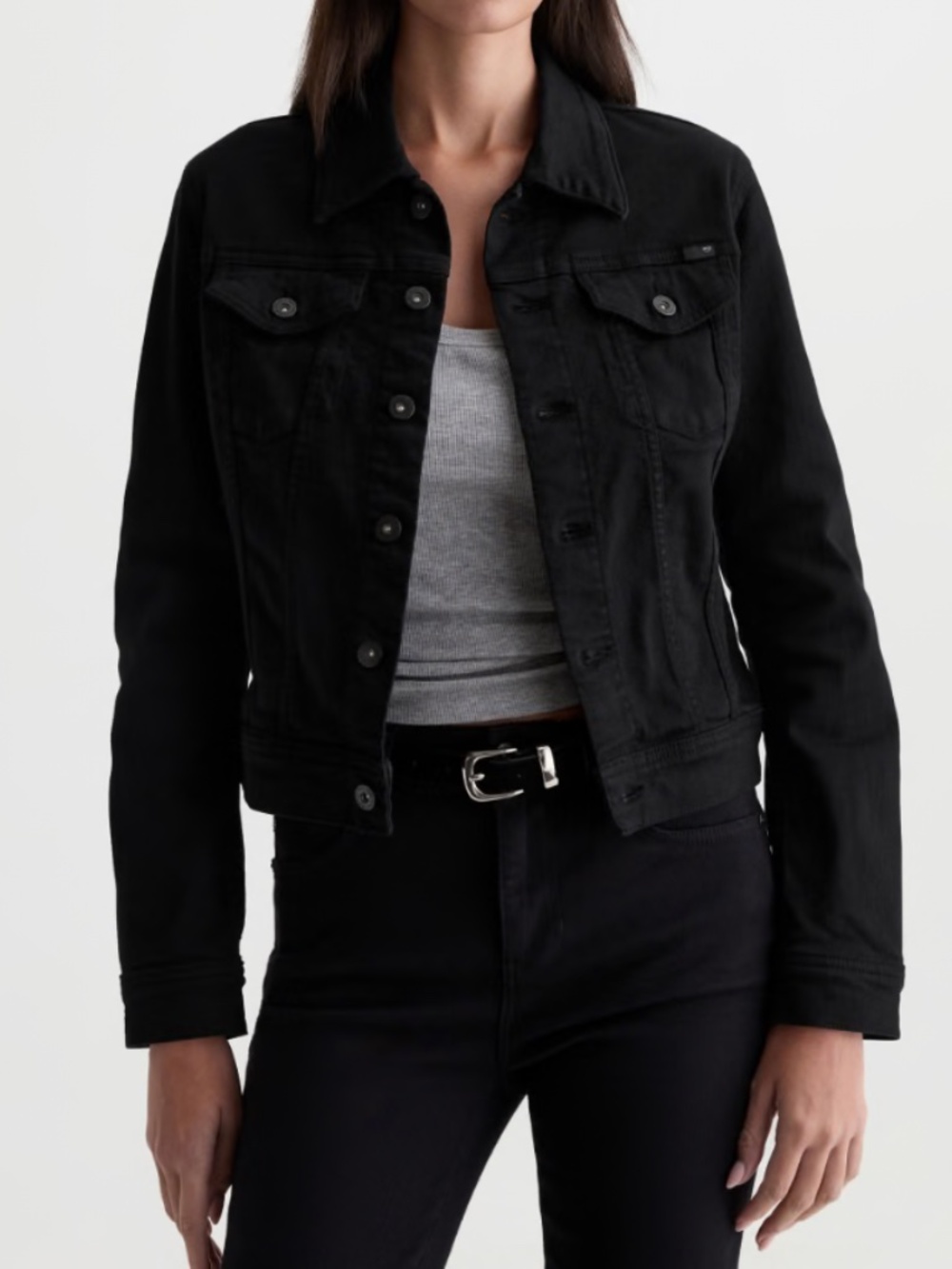 AG Adriano Goldschmied Black Coated Denim Jacket XS